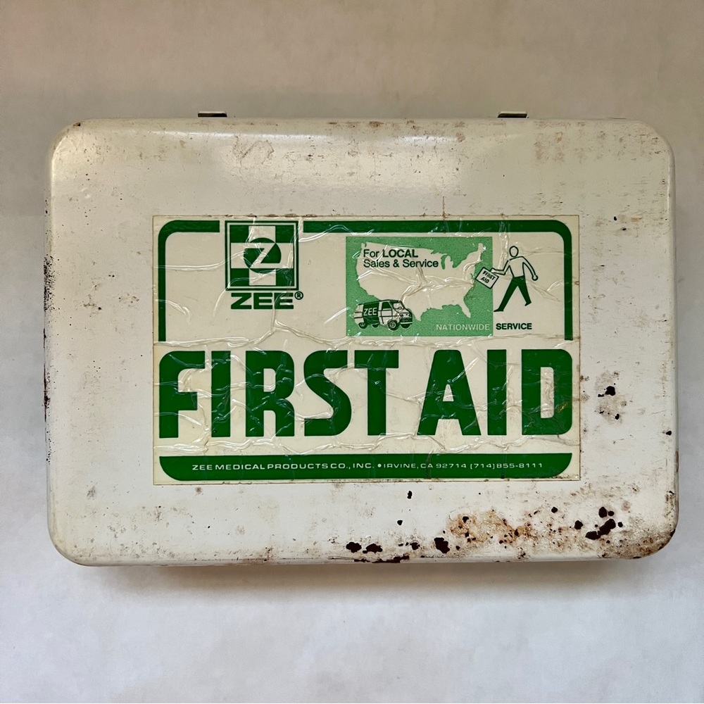 Vintage ZEE First Aid Kit - White Metal Box